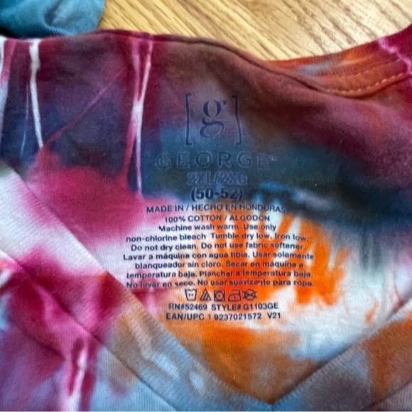 Hand tie dyed tshirt cosmic egg psychedelic kaleidoscope vneck 2XL blue - Picture 7 of 7